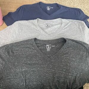 Men's V-Neck T-Shirts in Blue, Gray, and Black